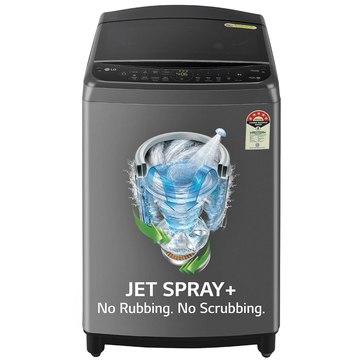 LG 9 Kg 5 Star Inverter Wi-Fi Fully-Automatic Top Loading Washing Machine Appliance (THD09NWM, Middle Black, AIDD Technology & TurboWash)