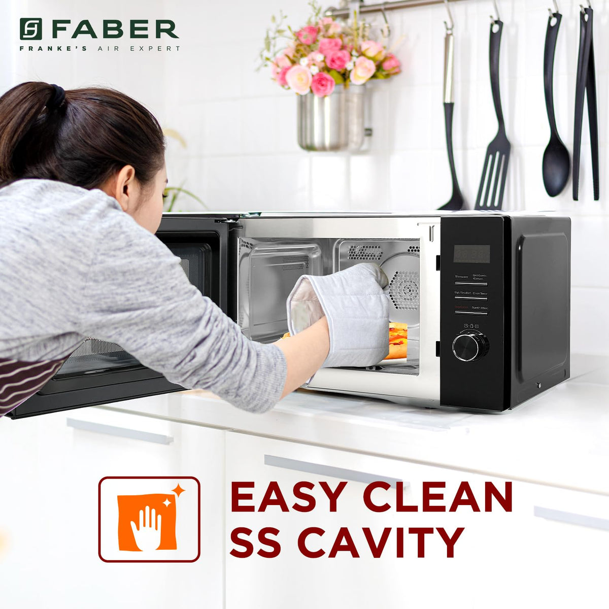Faber FMW Instacook 30C Standalone 29L Microwave Oven |900W|10 Auto Cook Menu|Digital Panel|Reheat & Defrost|Glass Turnt