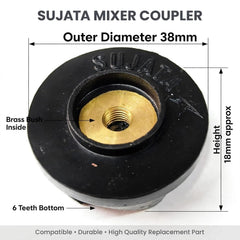 Jar Rubber Coupler with Brass Bush (38 mm) - Pack of 2 | Compatible with Sujata Mixer Grinder