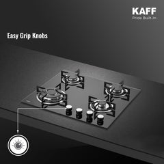 Kaff 60cm Built-in Hob 4 Burner | Auto Electric Ignition Gas Hob | Italian Burners | 8mm Toughened Glass Top | Easy Grip