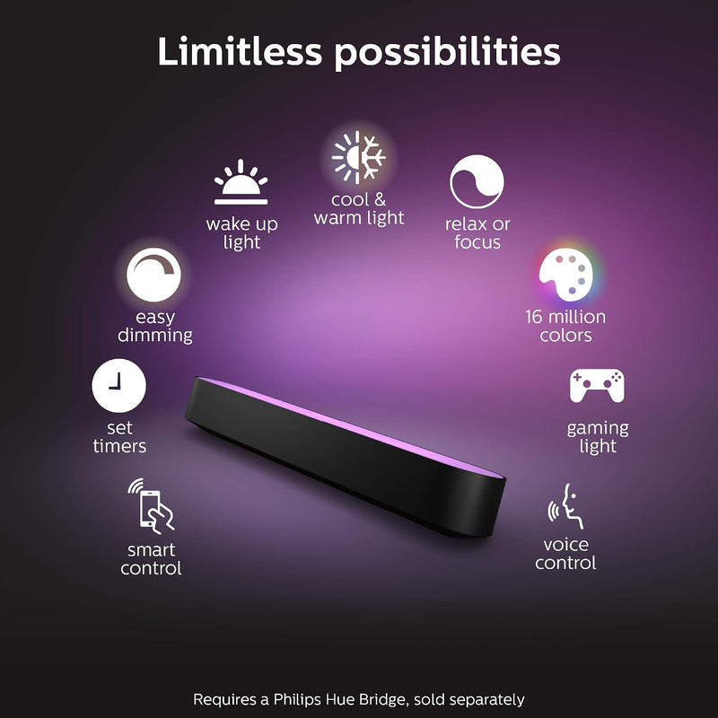 Philips Hue Play Light Bar Smart Light White & Color Ambiance, 2 Pack Base kit (Pack of 2)