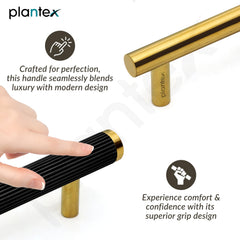 Plantex Stainless Steel & Aluminium Cabinet Handle/450mm Wardrobe Door Handle/Cupboard Pull-Push Handles for Home/Office - Pack of 2 (Black & Gold)-4