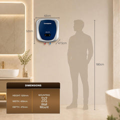 Crompton Amica Pro 25L 5‑Star Storage Water Heater (Geyser) | Glassline Tank for Hard Water | Free Installation | 8 Bar High‑Rise Pressure | 5‑Level Safety | Rust‑Proof Body | 2kW Fast Heating