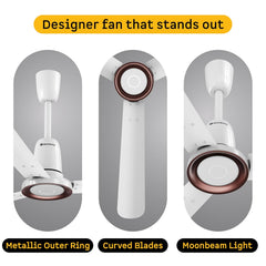 atomberg Studio Nexus 1200mm BLDC Ceiling Fan with IoT & Remote Control | BEE 5-star | New Blade Design | High Air Delivery with Moonbeam Light | Low noise | 5 Year Warranty | Gloss White