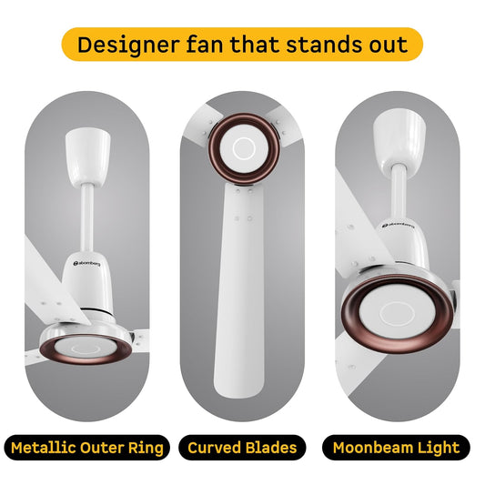 atomberg Studio Nexus 1200mm BLDC Ceiling Fan with IoT & Remote Control | BEE 5-star | New Blade Design | High Air Delivery with Moonbeam Light | Low noise | 5 Year Warranty | Gloss White