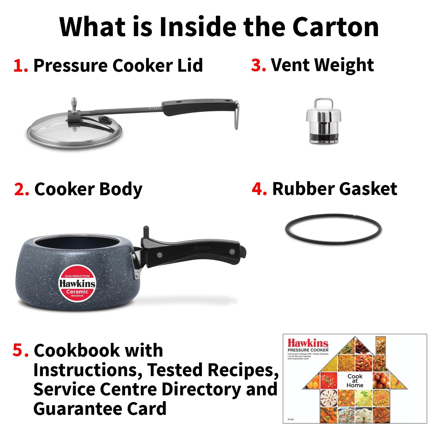 Hawkins 1.5 Litre Ceramic Nonstick Pressure Cooker, Induction Inner Lid Baby Cooker, Granite Contura shaped Cooker, Blue (ICC15)