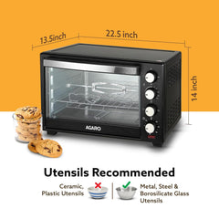 AGARO Marvel 48 Liters Oven Toaster Griller, Motorised Rotisserie and Convection Cake Baking OTG with 3 Heating Mode, (Black)