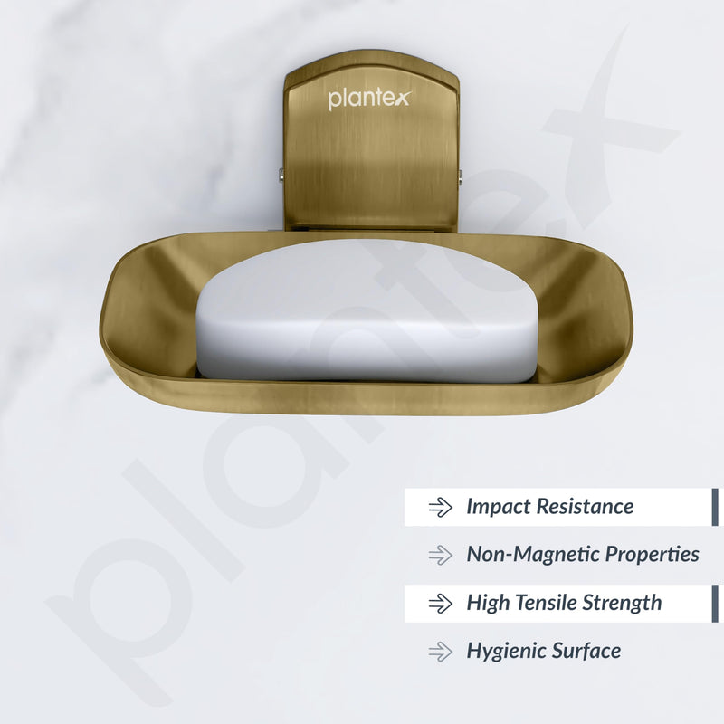 Plantex 304 Grade Stainless Steel Bathroom Soap Holder/Soap Stand for Washbasin/Soap Dish/Bathroom Accessories - Parv (Brass Antique)-2