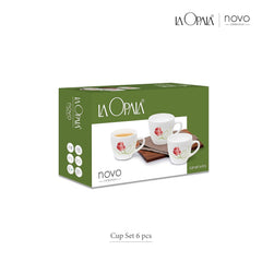 La Opala, Novo Collection Opal Glass Crockery | Cup Lily, Set of 6 | Radiant Curves, 150 ml | for Tea & Coffee | Microwave Safe | 100% Vegetarian | Toughened Extra Strong | Super Light | Super White