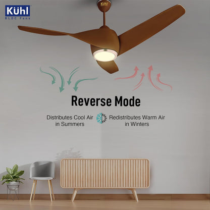 KUHL Twist L31320 mm 65% Power Saving BLDC Ceiling Fan | BEE 5 Star Rated & ISI Marked | High Air Flow |5YearWarranty on Motor By Brand |Free Installation | IoT – Operate via Mobile & Alexa | Brown
