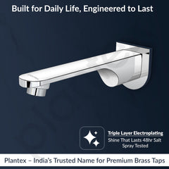 Plantex Pure Brass Bath Tub Spout with Wall Flange/High Flow Spout for Bathroom-(Chrome)-2