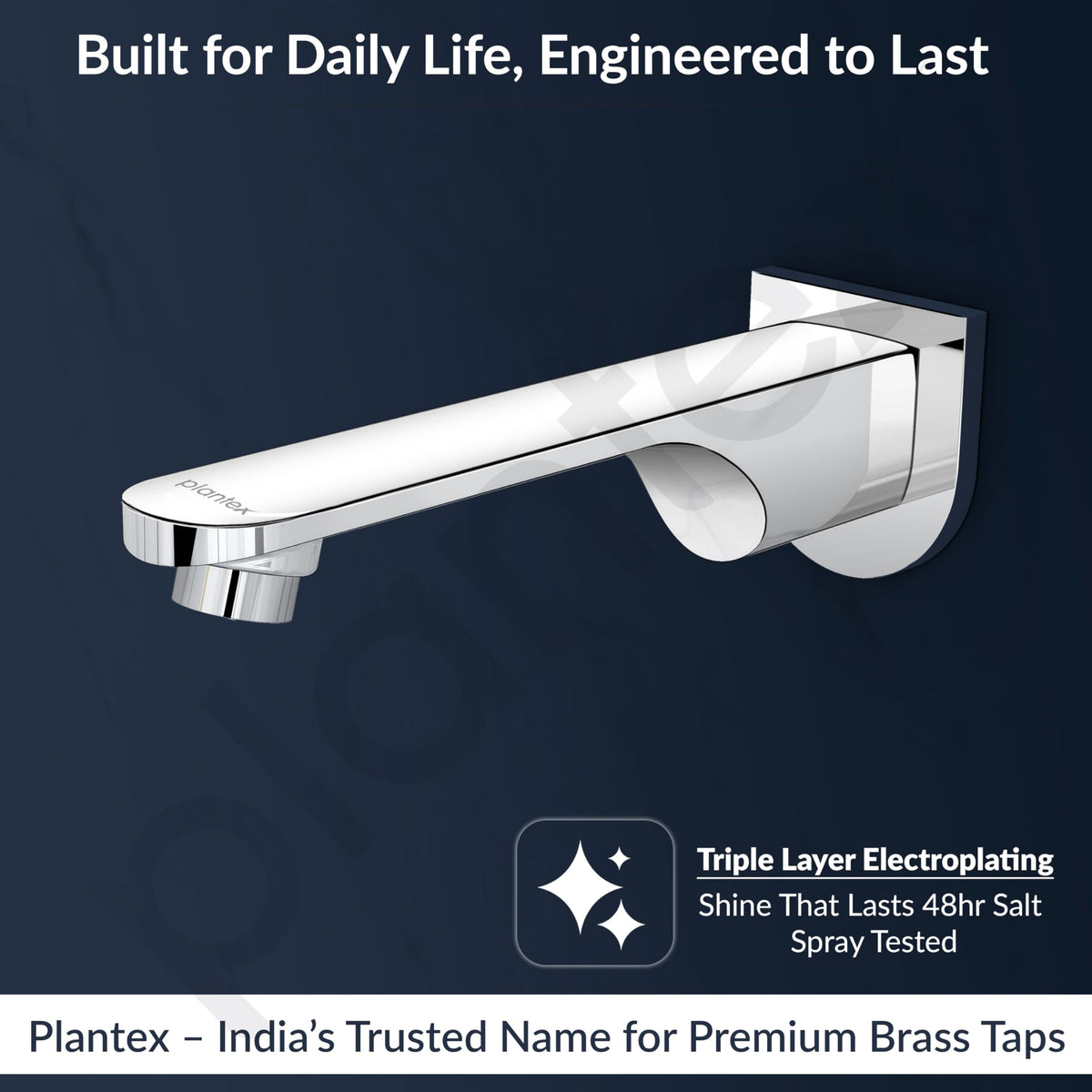 Plantex Pure Brass Bath Tub Spout with Wall Flange/High Flow Spout for Bathroom-(Chrome)-2