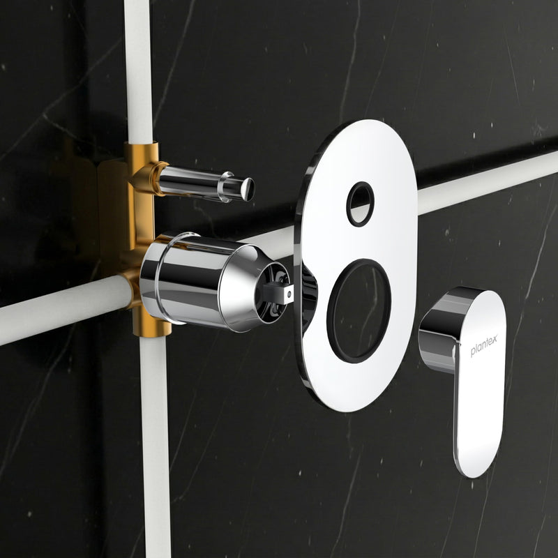 Plantex Single Lever Concealed Mixer with High Flow Diverter/Brass Concealed Body with Operating Lever & Wall Flange/Bathroom Shower Mixer Valve - Chrome (Across-5684)-1