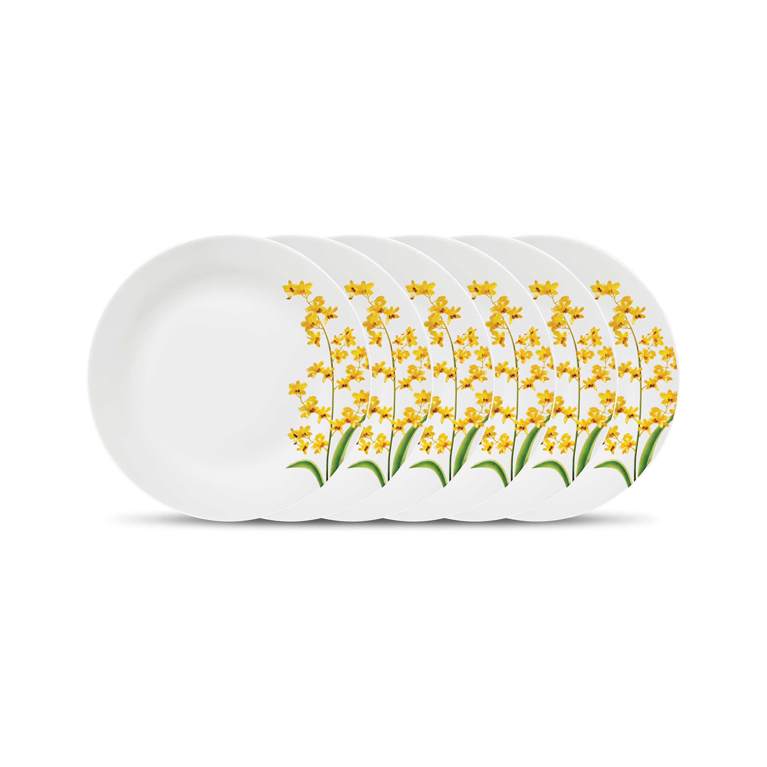 La Opala, Ivory Collection, Opal Glass Full Plate Set 6 pcs, Plainware, White