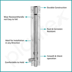 Plantex Stainless Steel Tower Bolt/Tower Bolt for Home,Offices Doors and Windows/Tower Bolt for Main Door/Door Latch/Kundi/Chitakini/Door Latch for Windows - Pack of 8 (Matt Finish, 8 inch)-4