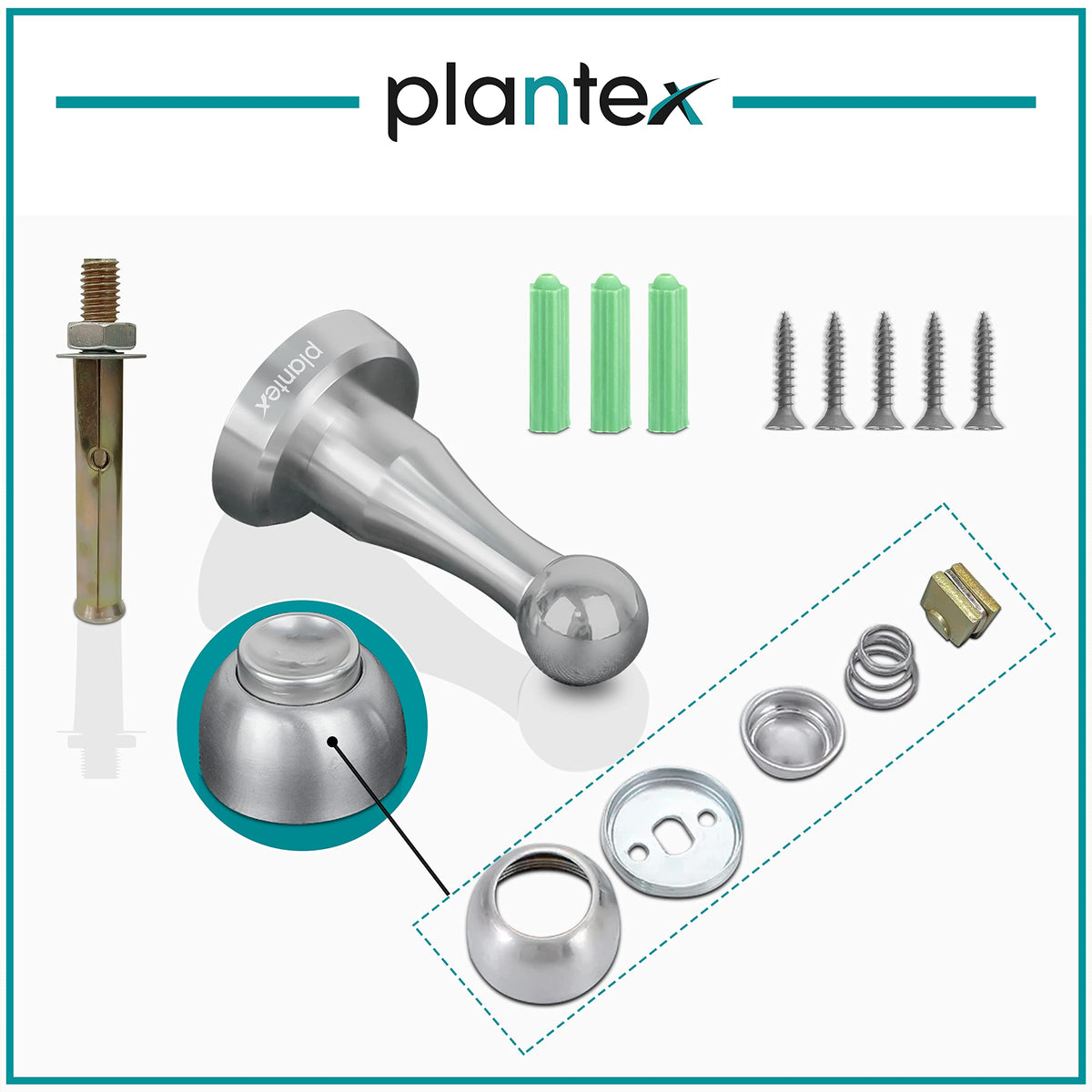 Plantex Stainless Steel 360 Degree 4 inch Door Magnetic Stopper for Home/Wall and Floor Mounted Soft-Catcher to Hold Wooden/Glass/PVC Door Stops - Pack of 2 (Matt Finish)-6