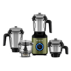 Atomberg Zenova Mixer Grinder | Unique Coarse Mode for Silbatta-like Texture | Intelligent BLDC Motor | Safety Features | 4 Jars including Chopper | Hands-Free Operation (Olive Grove)