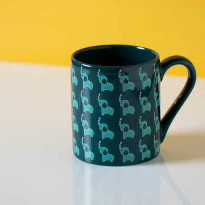 Clay Craft Fine Ceramic Milk/Coffee Mug - 350 ml Each- Set of 2 (Inhale Exhale)