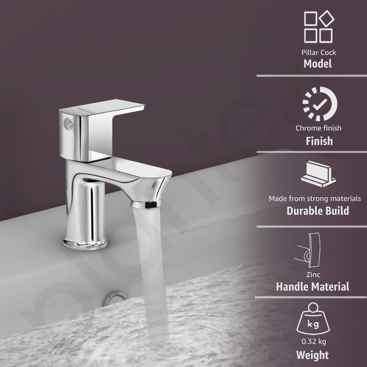 Plantex Pillar Tap for Bathroom with Water Saving Aerator and Brass Spindle/Single Lever Tap for Wash Basin with Teflon Tape/Tap for Table Top Deck Mount Pillar Tap - Pack of 1 (Chrome)-3