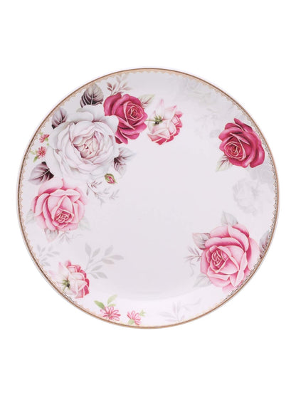 Clay Craft - Urmi Dinner Set of 18 Pieces, Rose Garden 22k Gold, for Family of 6, Dinner Set Ceramic, Crockery Set, Dining Set for Dinner, Plates and Bowls Set, Crockery Set for Gift