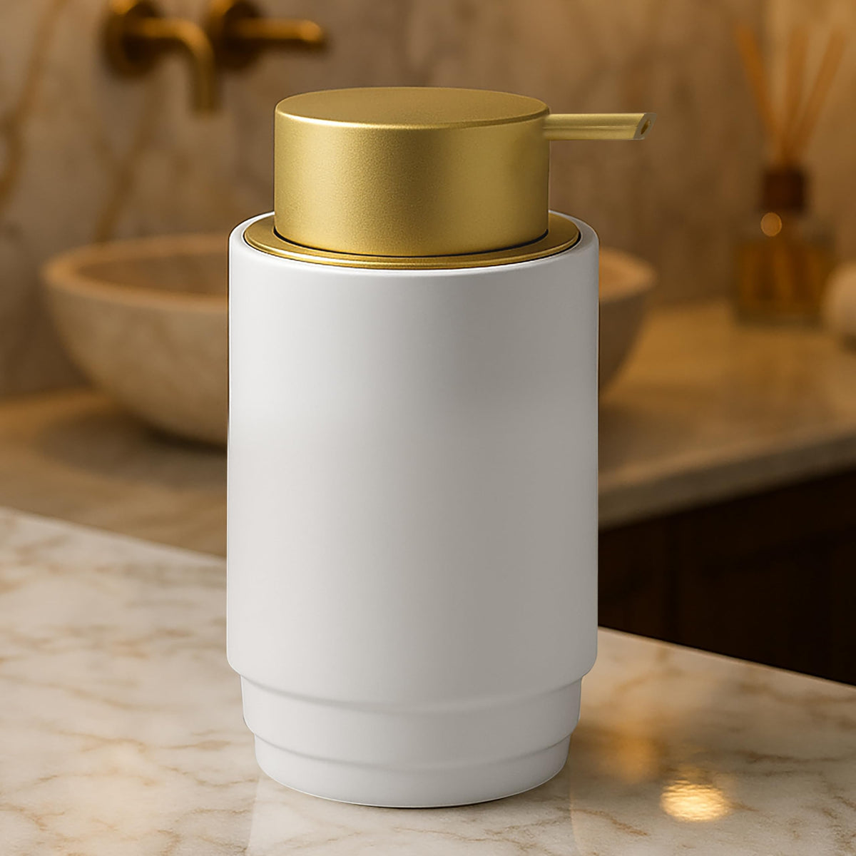 Plantex Ceramic Soap Dispenser for Washbasin/Hand Soap Dispenser/Soap Dispenser for Kitchen/Bathroom Accessories - Pack of 1 (Model APS-NZBA-436)