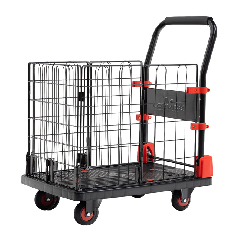 Corvids 200 Kg Heavy-Duty Folding Metal Hand Platform Trolley/Truck | 2-Year Warranty | Portable & Compact Industrial Dolly Cart with 360 Rotating Wheels for Home, Office & Warehouse Use