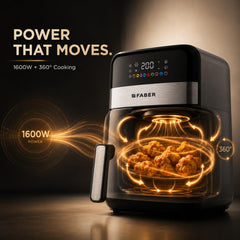 Faber 7L 1600W Digital Air Fryer | Fry, Bake, Roast, Toast, Defrost, Grill & Reheat | 85% Less Oil, 360° Air Cooking | 8