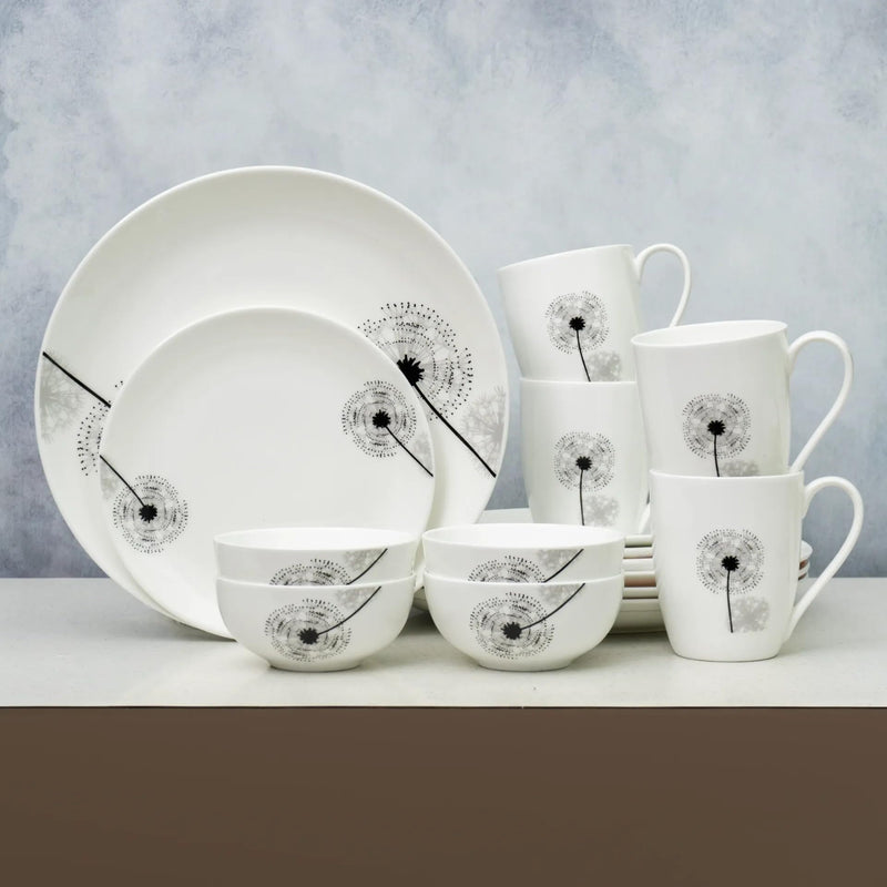 Clay Craft Fine Ceramic Eco3 Dinner Set (Set of 14), for Family of 4, Dinner Set Ceramic, Crockery Set, Dining Set for Dinner, Crockery Set for Gift, Kitchen Set for Home, Daily Use Crockery Set