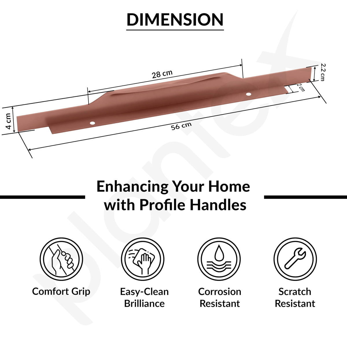 Plantex Profile Handle for Kitchen Cabinet/20 Inch Aluminium Drawer Profile Handle/Wardrobe Pull Handle for Home/Office/Hotel - Pack of 5 (Rose Gold) (Model APS-PF-1002)-3