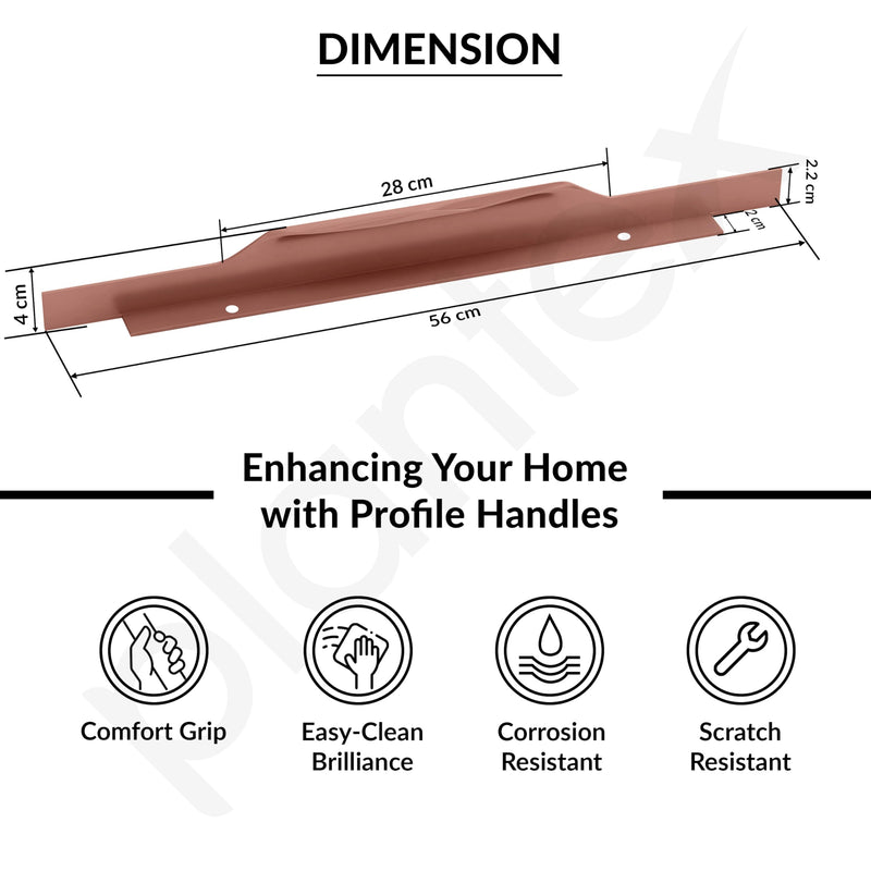 Plantex Profile Handle for Kitchen Cabinet/22 Inch Aluminium Drawer Profile Handle/Wardrobe Pull Handle for Home/Office/Hotel - Pack of 5 (Rose Gold) (Model APS-PF-1002)-3