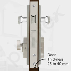 Plantex Heavy-Duty Door Lock Set - Main Door Lock Handle Set/Mortise Lock with 3 Keys, Brass Lock Body & Cylinder (8116 - Steel Satin & Chrome)-5