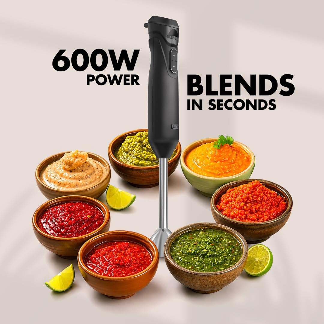 Sujata Blendstick 600W Hand Blender | 18000 RPM, Stainless Steel Shaft, Detachable Stick - Dual Speed / Black