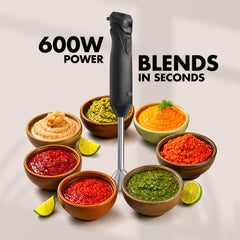 Sujata Blendstick 600W Hand Blender | 18000 RPM, Stainless Steel Shaft, Detachable Stick - Dual Speed / Black