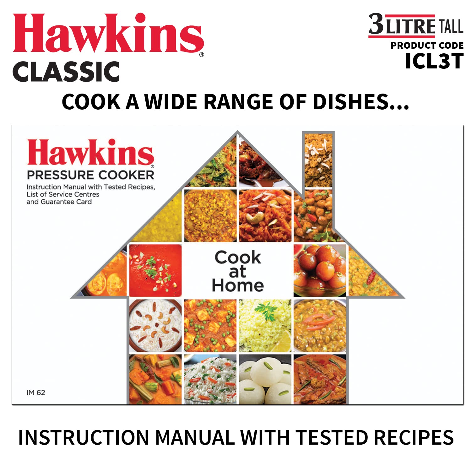 Hawkins Aluminium 3 Litre Classic Pressure Cooker,Induction Inner Lid Cooker,Tall Design Pan Cooker,(Icl3T)