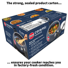Hawkins 5 Litre Ceramic Nonstick Pressure Cooker, Induction Inner Lid Cooker, Granite Contura shaped Cooker, Blue (ICC50)
