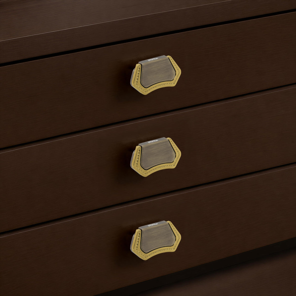 Plantex Drawer Kadi/3 Inch Chest Handle for Drawer/Rectangular Cabinet Kadi/Pull-Push Kadi for Home/Office Drawer - Pack of 3 (DTK-296, Brass Antique & Gold)-2