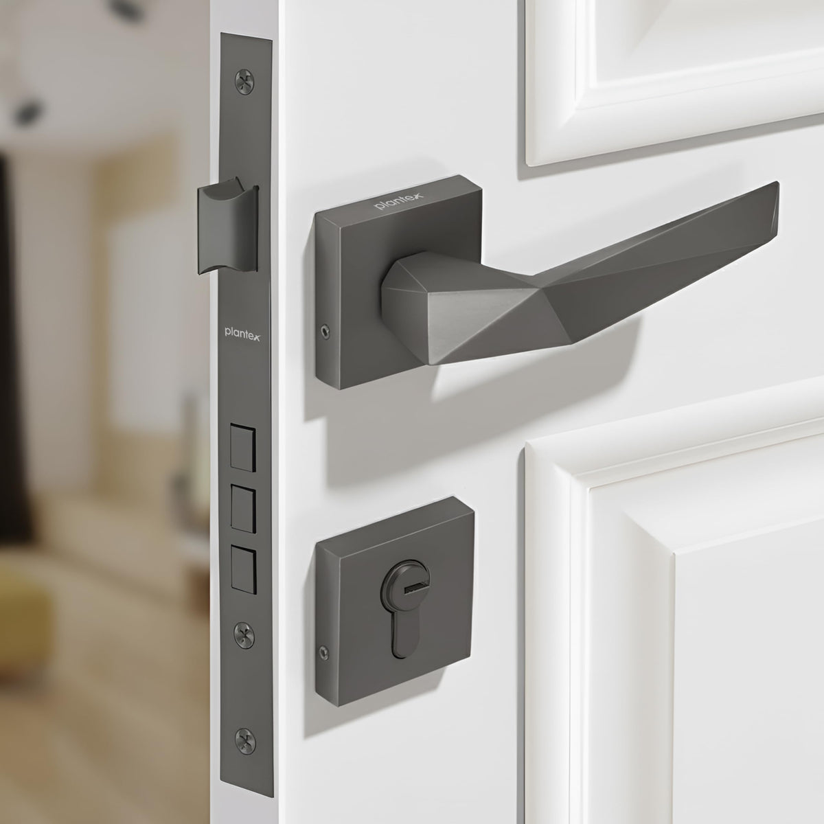 Plantex Door Lock for Home/Main Door Lock Set with 3 Years Warranty/Mortise Lock with Brass Lock Body & Cylinder with 3 Brass Key - (7129, Grey)-1