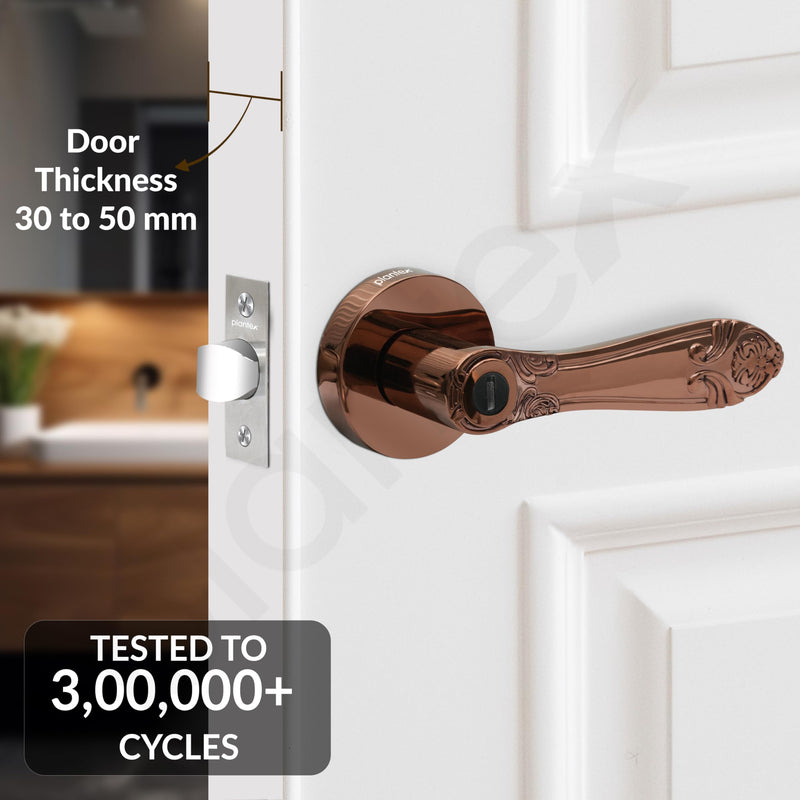 Plantex Heavy-Duty Door Lock - Bathroom Door Lock/Mortise Keyless Handle Set for Home/Bathroom/Balcony/Store Room - (DTM-628, Rose Gold)-2