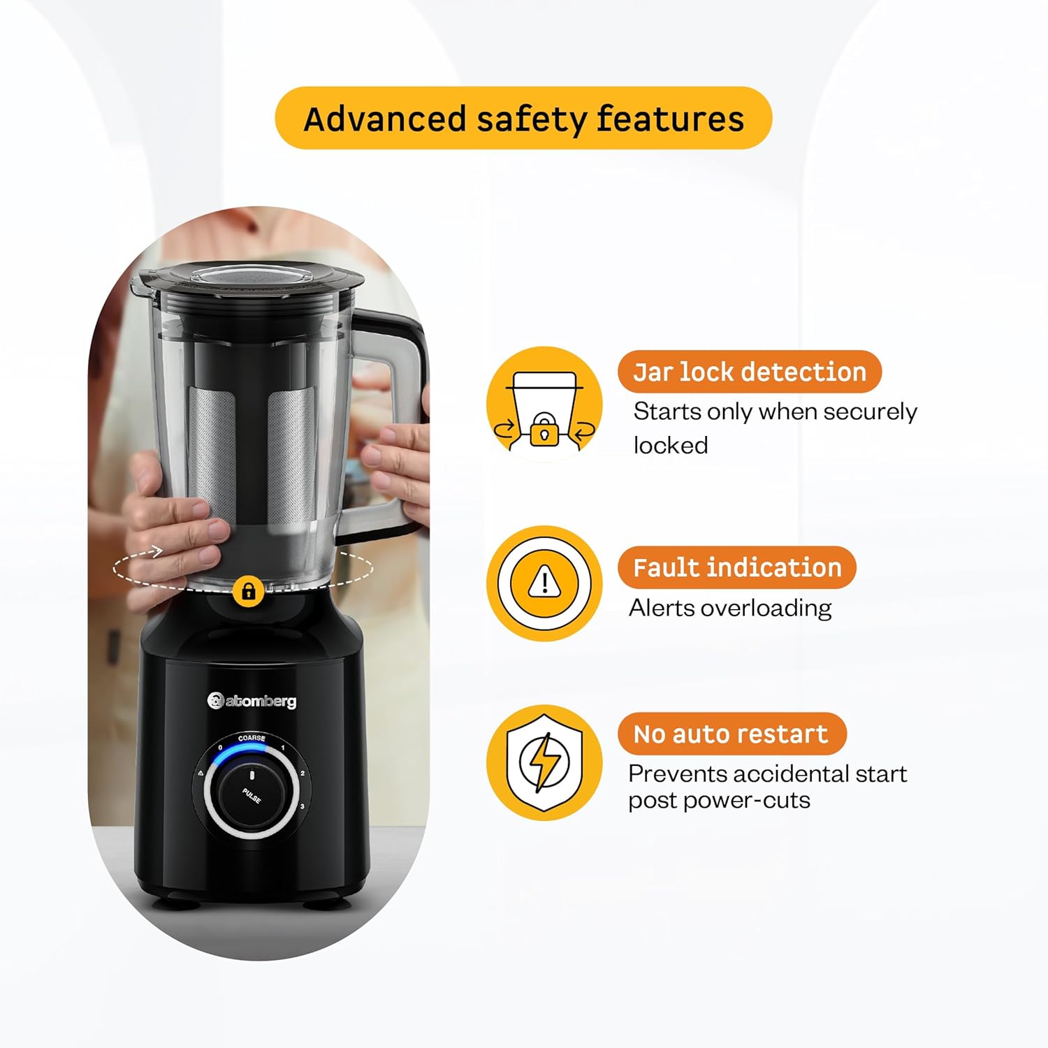 Atomberg Zenova Fresh Juicer Mixer Grinder | Coarse Mode for Silbatta-like Texture | Intelligent BLDC Motor | Safety Features | 4 Jars including Chopper & Juicer Jar | Hands-Free Operation | Black