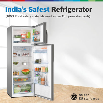 BOSCH Max Convert 368L, 3-Star, Inverter Frost Free Double Door Refrigerator With Water Dispenser (CTC39S03DI, 6-in-1 Convertible, VitaFresh Technology, 2 Cooling System, Shiny Silver)