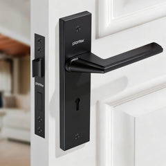 Plantex Heavy-Duty Door Lock Set - Main Door Lock Handle Set/ 6-Lever Lock Mechanism with 3 Years of Warranty/Mortise Lock with 3 Keys, Brass Lockbody (Z-Black)-1