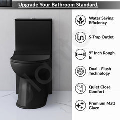 Plantex Ceramic Commode with Washbasin/Rimless Washdown Commode for Toilet/S Trap Western Toilet Combo/Bathroom Wash Basin - (Matt Black)-2