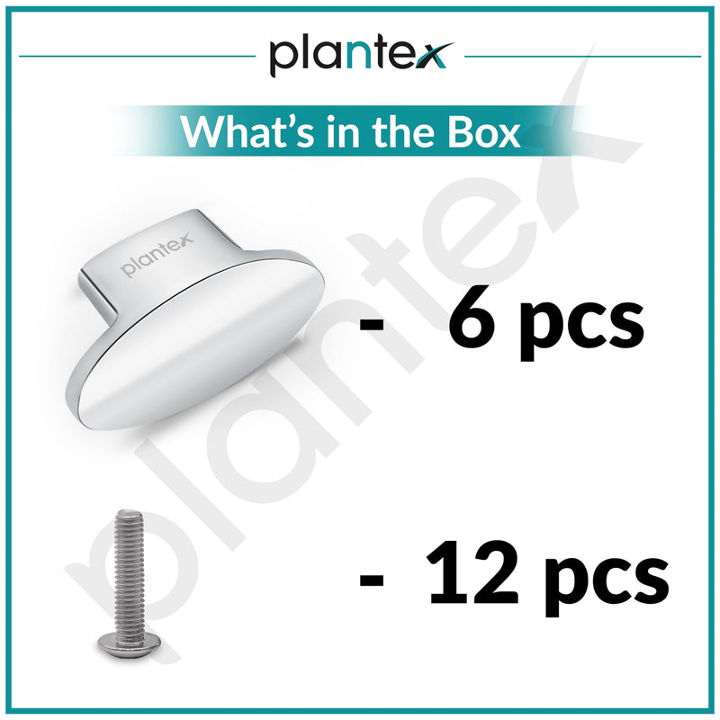 Plantex Knobs for Drawer/Small Drawer Knobs/Knobs for Cabinets/Pull-Push Knobs for Kitchen/Bedroom Drawer - Pack of 6 (Oval, Chrome)-6