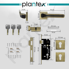 Plantex Main Door Lock for Home with 3 Years of Warranty/Mortise Locks for Door - Main Door Lock Set (PT-007- Brass Antique - Black)-3