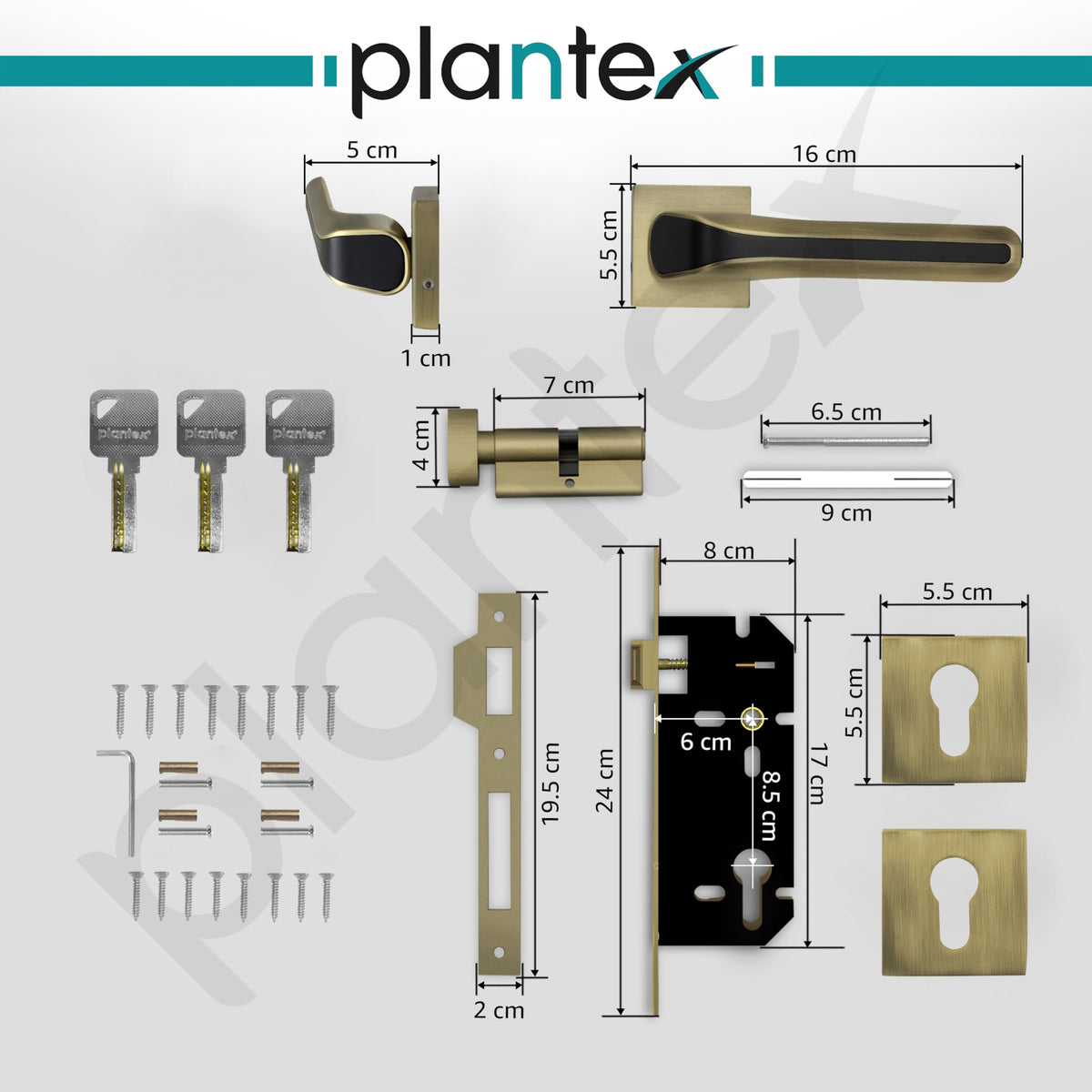 Plantex Main Door Lock for Home with 3 Years of Warranty/Mortise Locks for Door - Main Door Lock Set (PT-007- Brass Antique - Black)-3