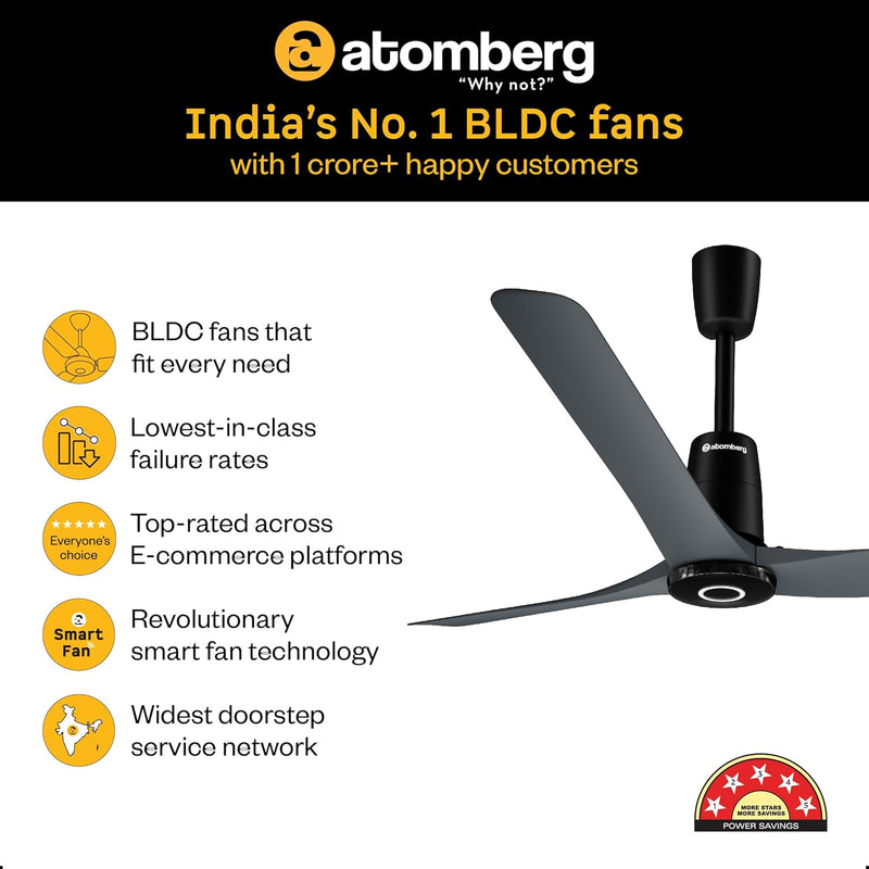 atomberg Aris Contour Smart 1200mm Voice Controlled BLDC Ceiling Fan with Remote |BEE 5 star|Best-in-class Air Flow |Silent Operation| Designer Fan | Free Installation | 5 Year Warranty | Regent Grey