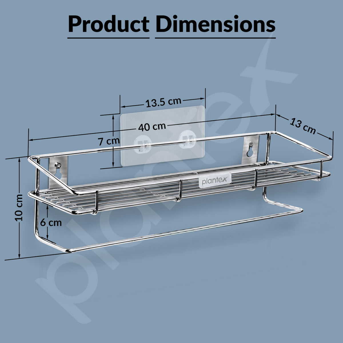 Plantex Self Adhesive Bathroom Shelf/Stainless Steel Shelf with Towel Rod/Napkin Holder/Kitchen Shelves & Racks/Kitchen Stand/Rack (Chrome)-4