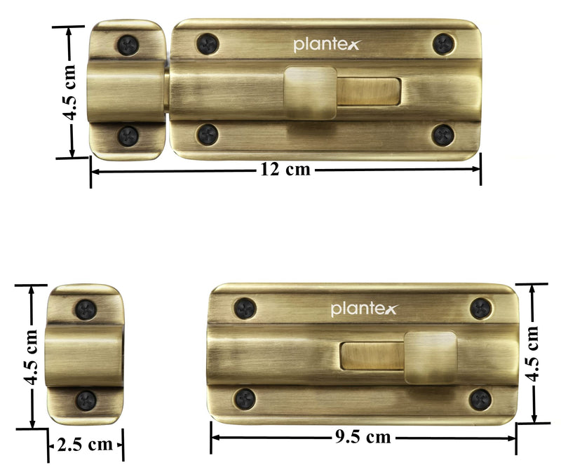 Plantex Premium Heavy Duty Door Stopper/Door Lock Latch for Home and Office Doors/Baby Latch - Pack of 2 (Brass Antique)-3