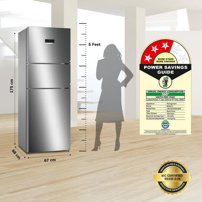 BOSCH MaxFlex Convert 302 L 3 Star Inverter Frost Free Triple Door Refrigerator (CMC33K03NI, 8-in-1 Convertible, UV Protected Body Shield, VitaFresh Technology, Adaptive UI, Sparkly Steel)