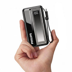 Philips 10000mAh 30W Max Fast Charging Power Bank (Dark Slate) with Built-in Cable